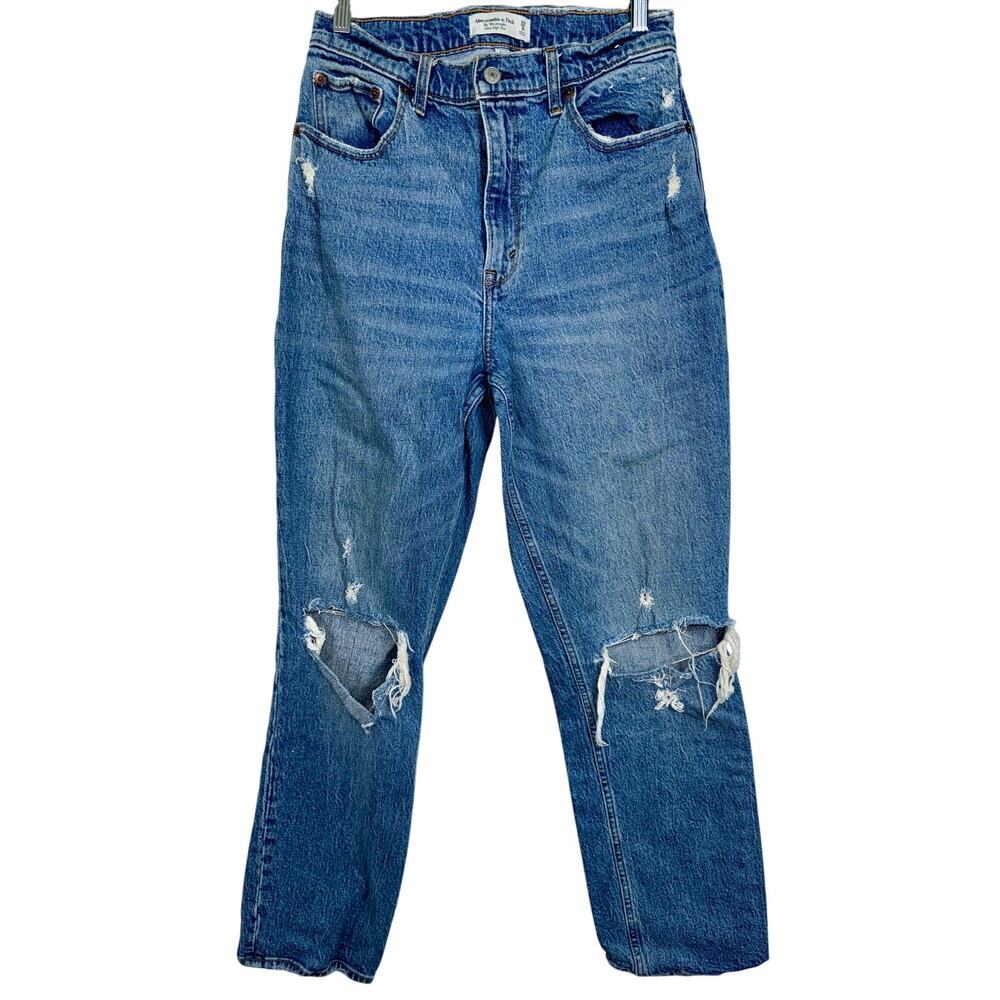 Abercrombie & Fitch Curve Love 90s Straight Ultra High Rise Blue Jeans Size 29 8